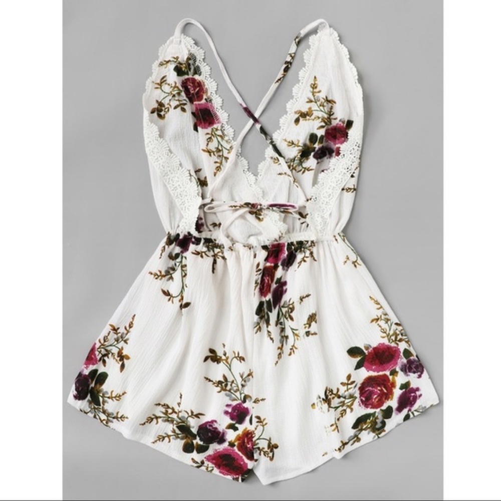 White Floral Romper - Picture 2 of 5